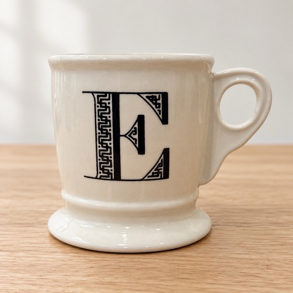 ANTHROPOLOGIE Monogram Mug Personalized Coffee Cup Initial Letter E 12oz